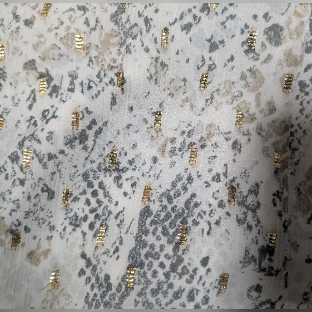New Chico's Snake skin Print Chiffon Midi Skirt Gold Off-white, Size 14 2.5 - Picture 4 of 10